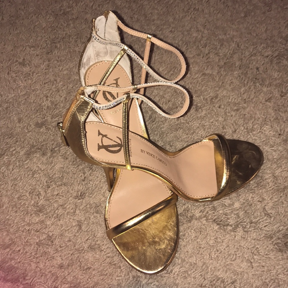 Gold strappy Vince Camuto stilleto